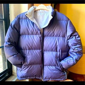 L.L.Bean Purple White reversible Down Puffer women’s Large Retro from 1990’s